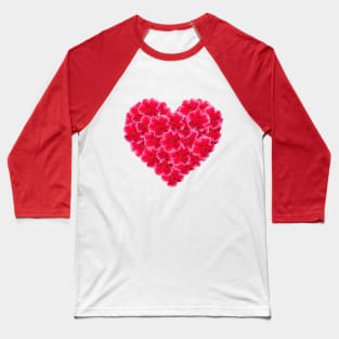 Red Flower Heart Made of Pink (Dianthus Pumarius) Blooms Baseball T-Shirt